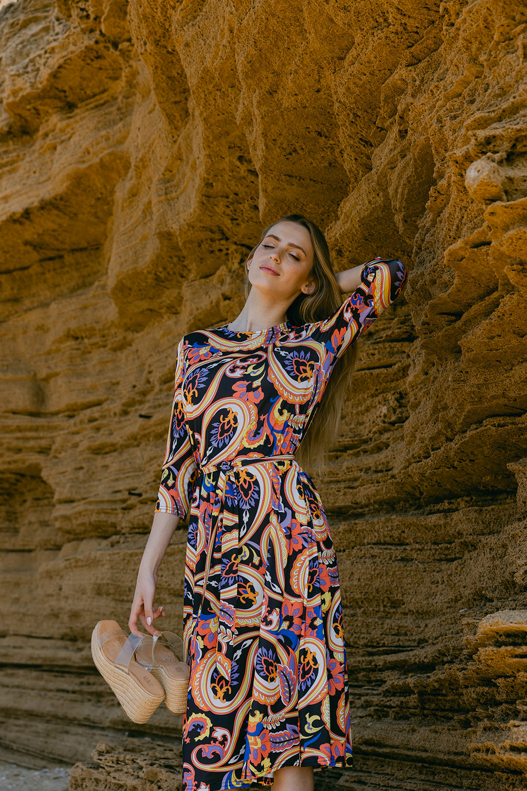 Modest Paisley Swing Dress – Women's Fashion XS