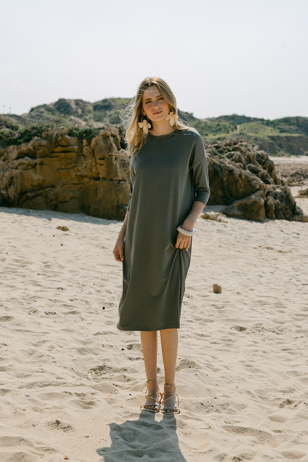 Modest Olive Square Dress – Women's Fashion XS