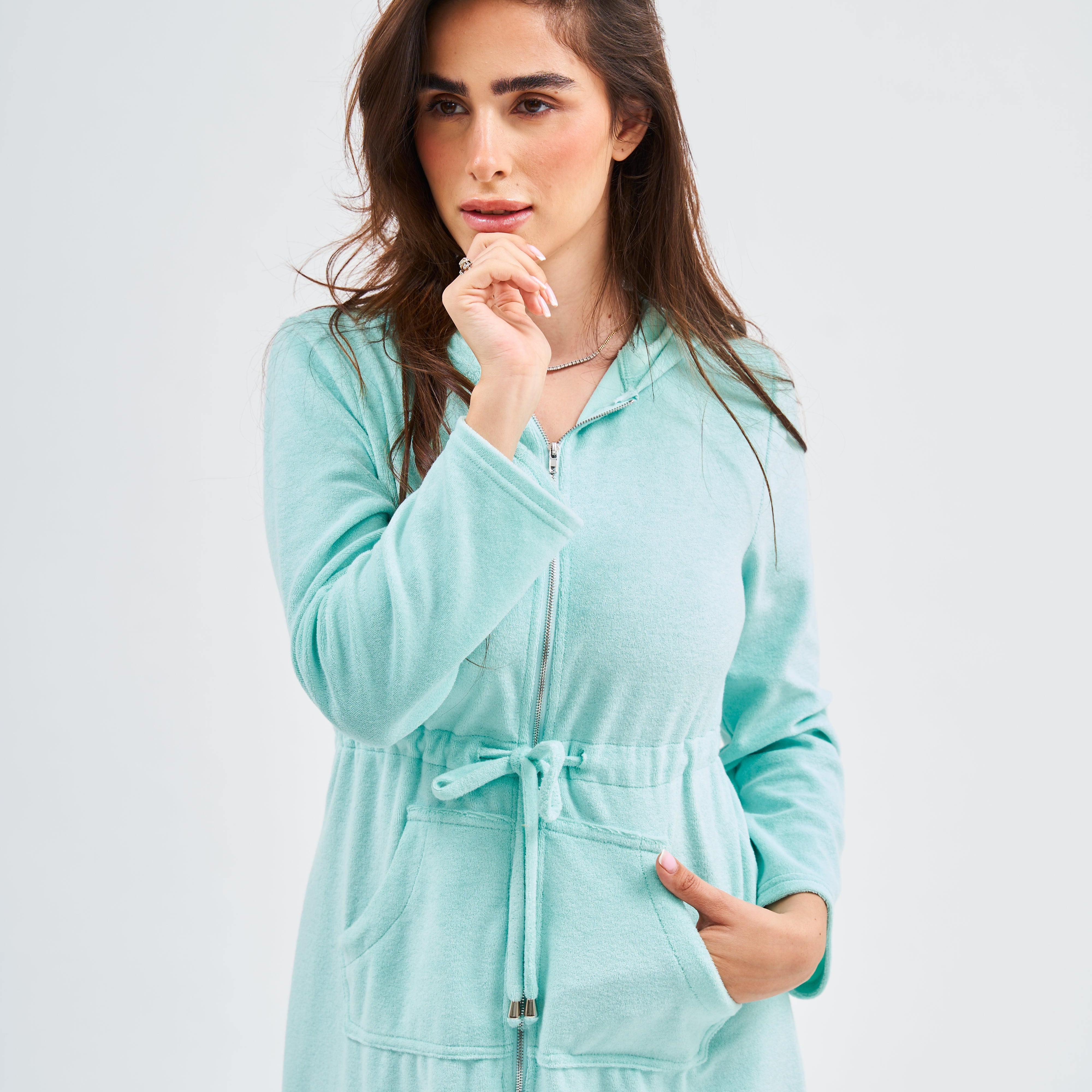 Daniella Faye New Arrivals — Modest PLC Mint Hoodie Dress