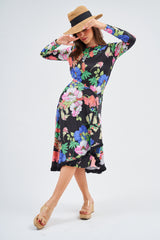 Loose Basic Dress - Black Primrose (Includes Complimentary Wrap)