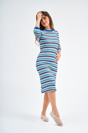 Royal Chevron Loose Basic Dress