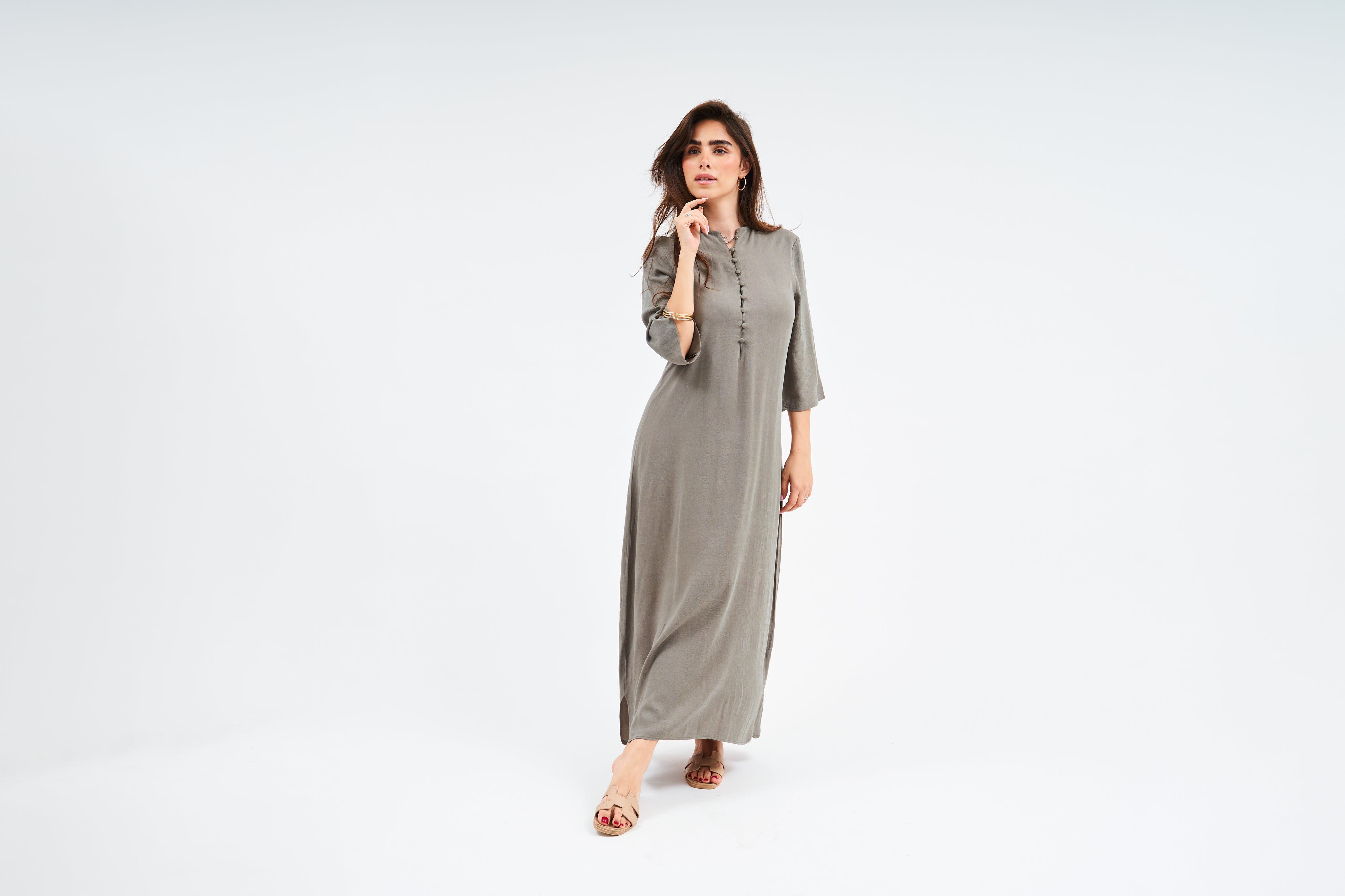 ladies fashion maxi dresses P. Cill The Aristocrat in Green Midi Dress S