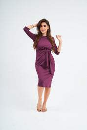 Tie Dress - Aubergine
