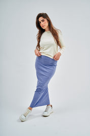 Light Blue Denim Wash - Pencil Maxi Skirt