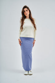 Light Blue Denim Wash - Pencil Maxi Skirt