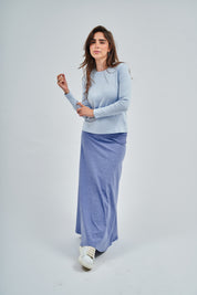 Light Blue Denim Wash Dalia MAXI Skirt