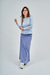 Light Blue Denim Wash Dalia MAXI Skirt