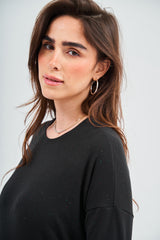 Modest Speckled Black Dalia Top – Women's Fashion