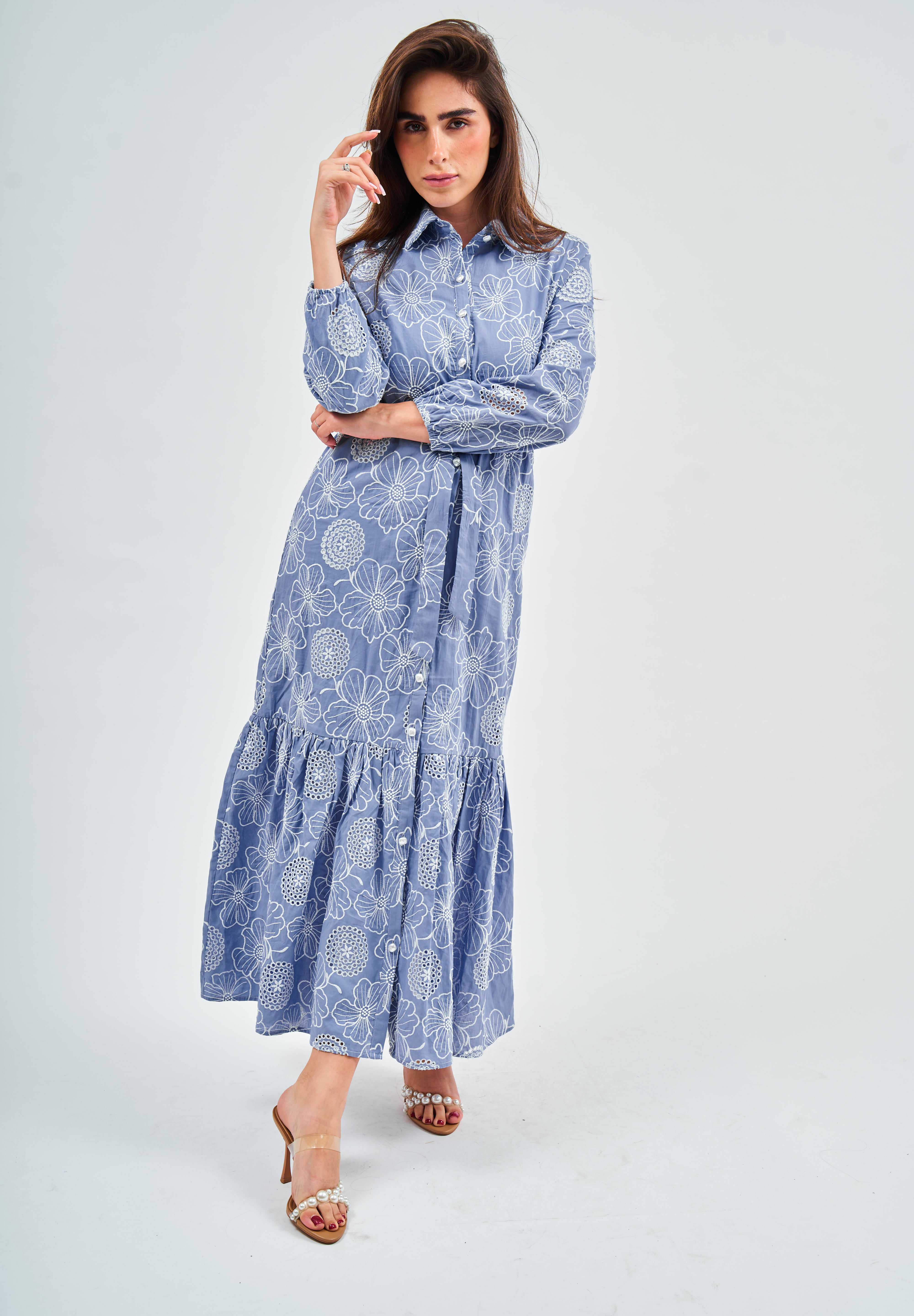 Modest Vintage Blooms Cotton Maxi Dress – Women's Fashion L