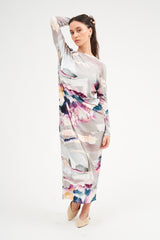 Grey Watercolor Dalia Maxi Dress