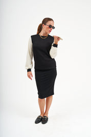 Modest Black & Ivory Sheepskin Top – Women's Fashion