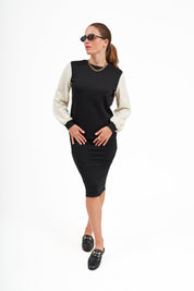 Modest Black & Ivory Sheepskin Top – Women's Fashion