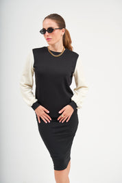 Modest Black & Ivory Sheepskin Top – Women's Fashion