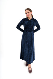 Modest Sapphire Velvet V-Neck Top – Women's Fashion