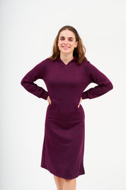 Modest Cranberry Pullover Hoodie Dress – Women's Fashion