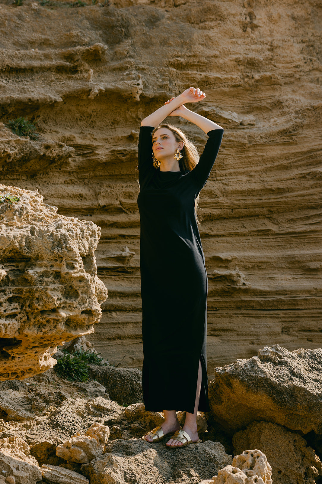 Modest Black Basic Maxi Dress – Women's Fashion M