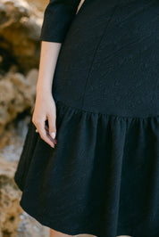Ruffle Botton Black Dress