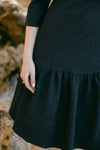 Ruffle Botton Black Dress