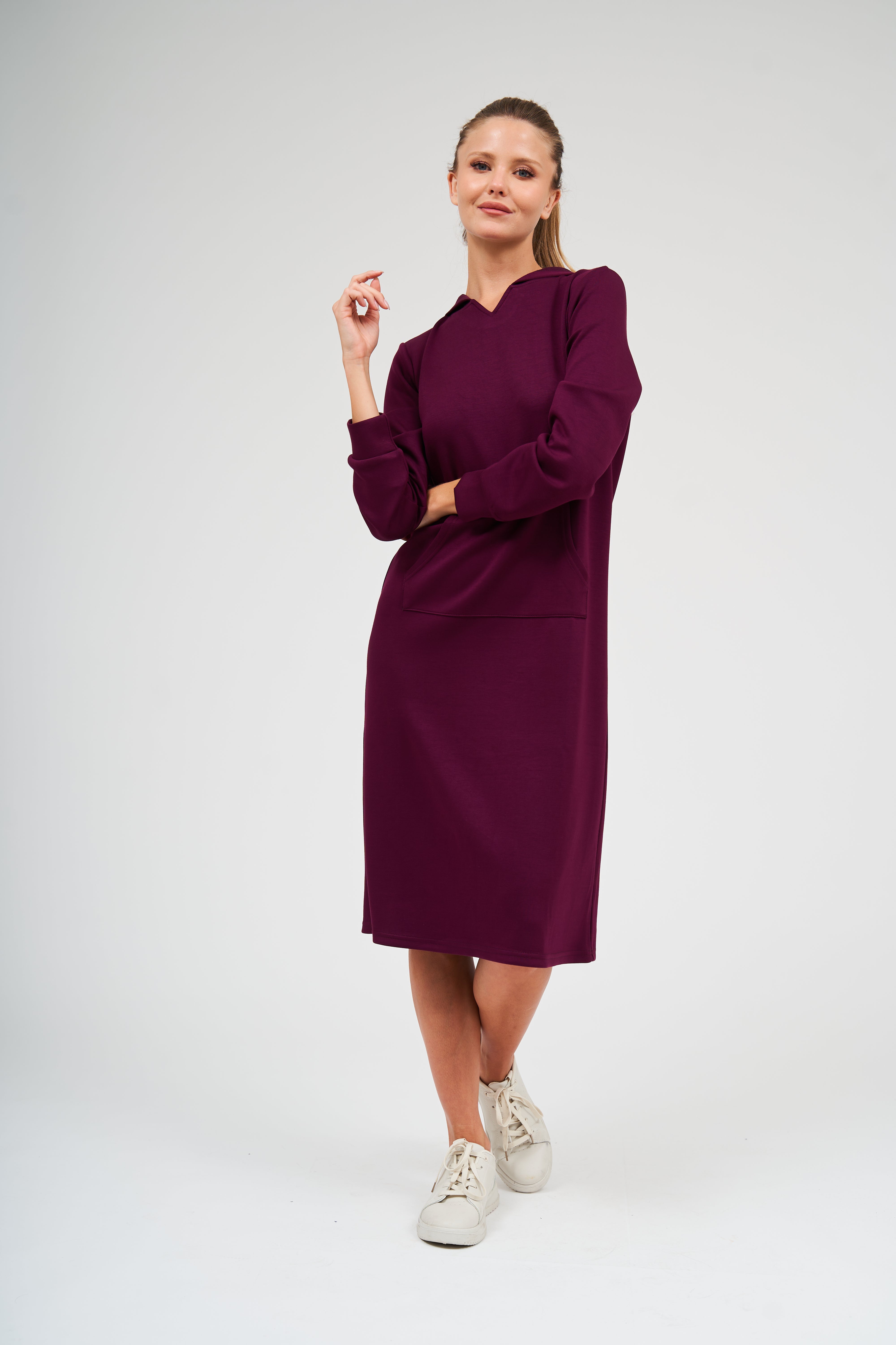 Pull Over Hoodie Dress - Cranberry – Daniella Faye USA