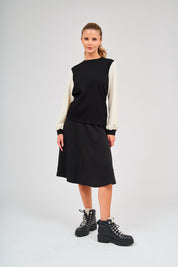 Sheepskin Top - Black & Ivory