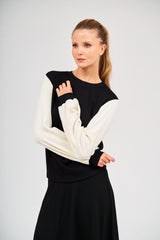 Modest Black & Ivory Sheepskin Top – Women's Fashion