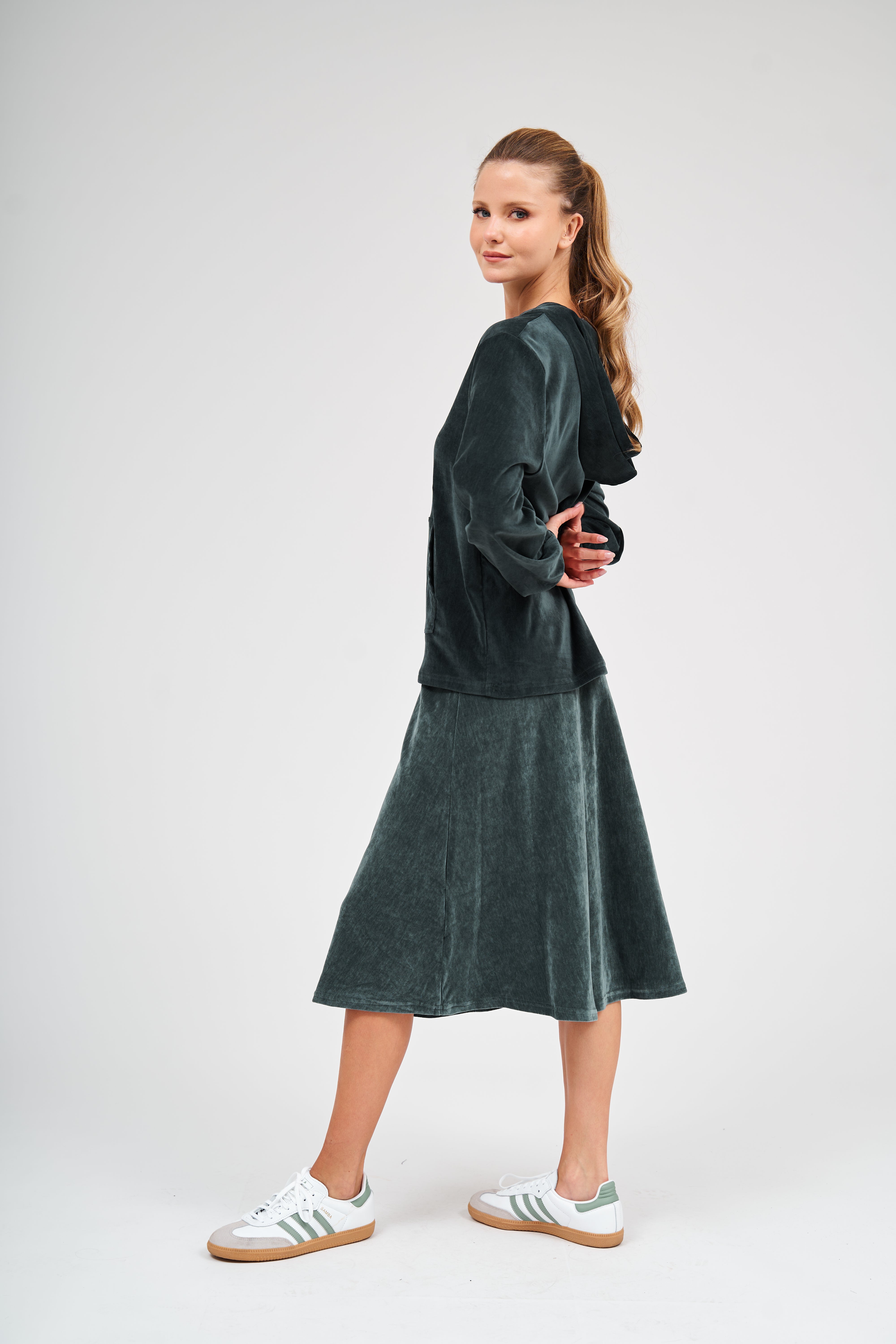Velvet Shishi Skirt - Jewel Teal – Daniella Faye USA