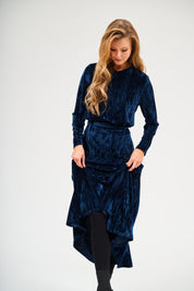 Velvet Midi Skirt - Sapphire