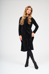 Modest Black Back Zipper Velvet Dress – Women's Fashion