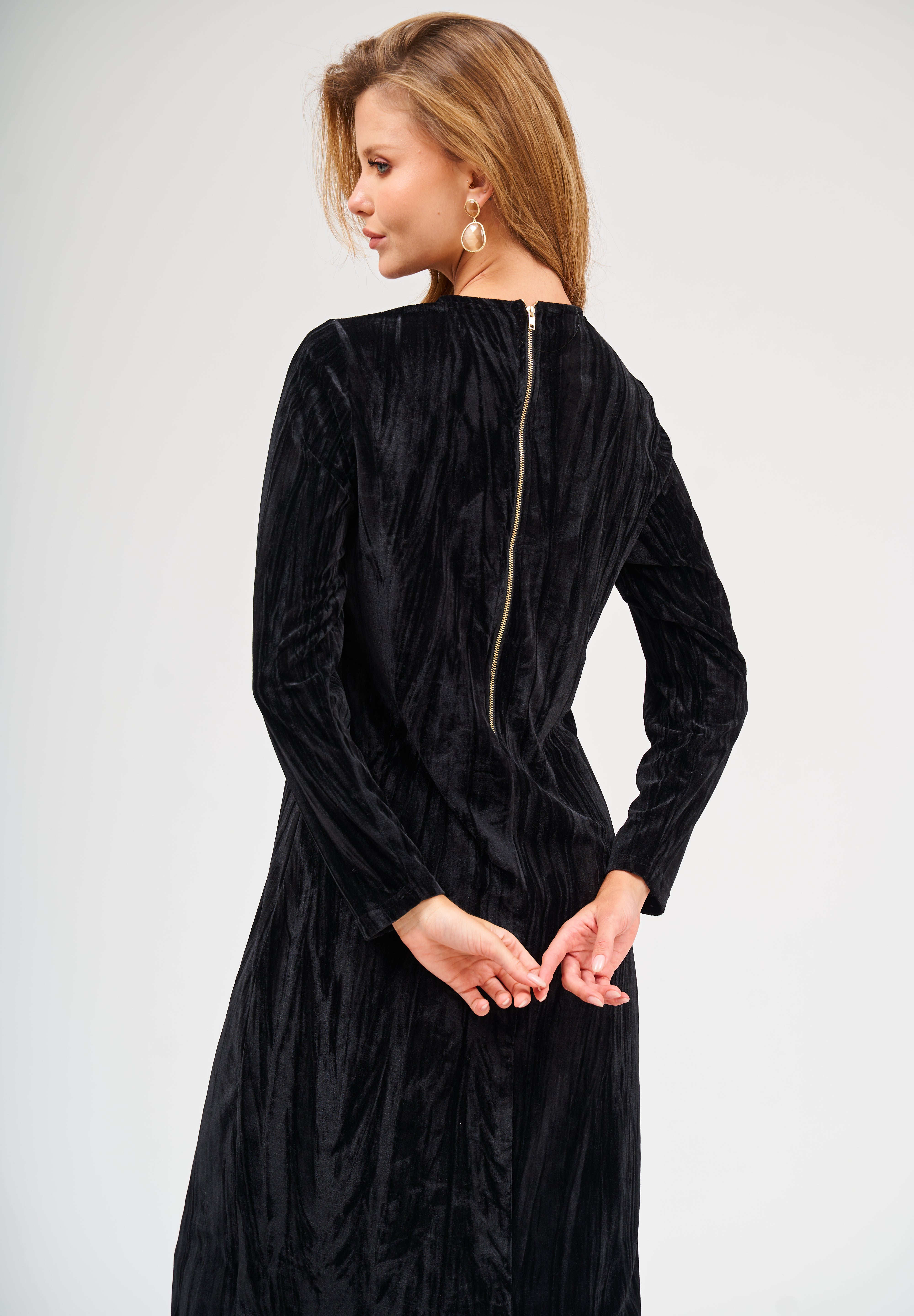 Back Zipper Dress - Black Daniella Faye USA Back Zipper Dress - Black Daniella Faye USA
