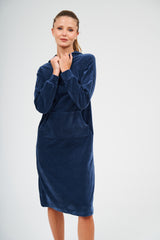 Pull Over Hoodie Dress - Navy