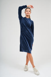 Pull Over Hoodie Dress - Navy