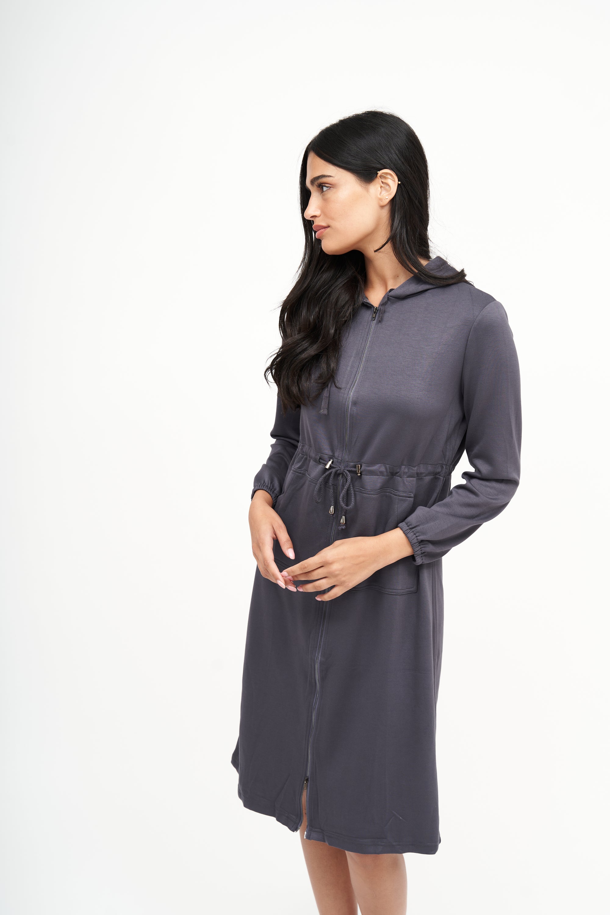NW Hoodie Dress: Grey - Daniella Faye USA