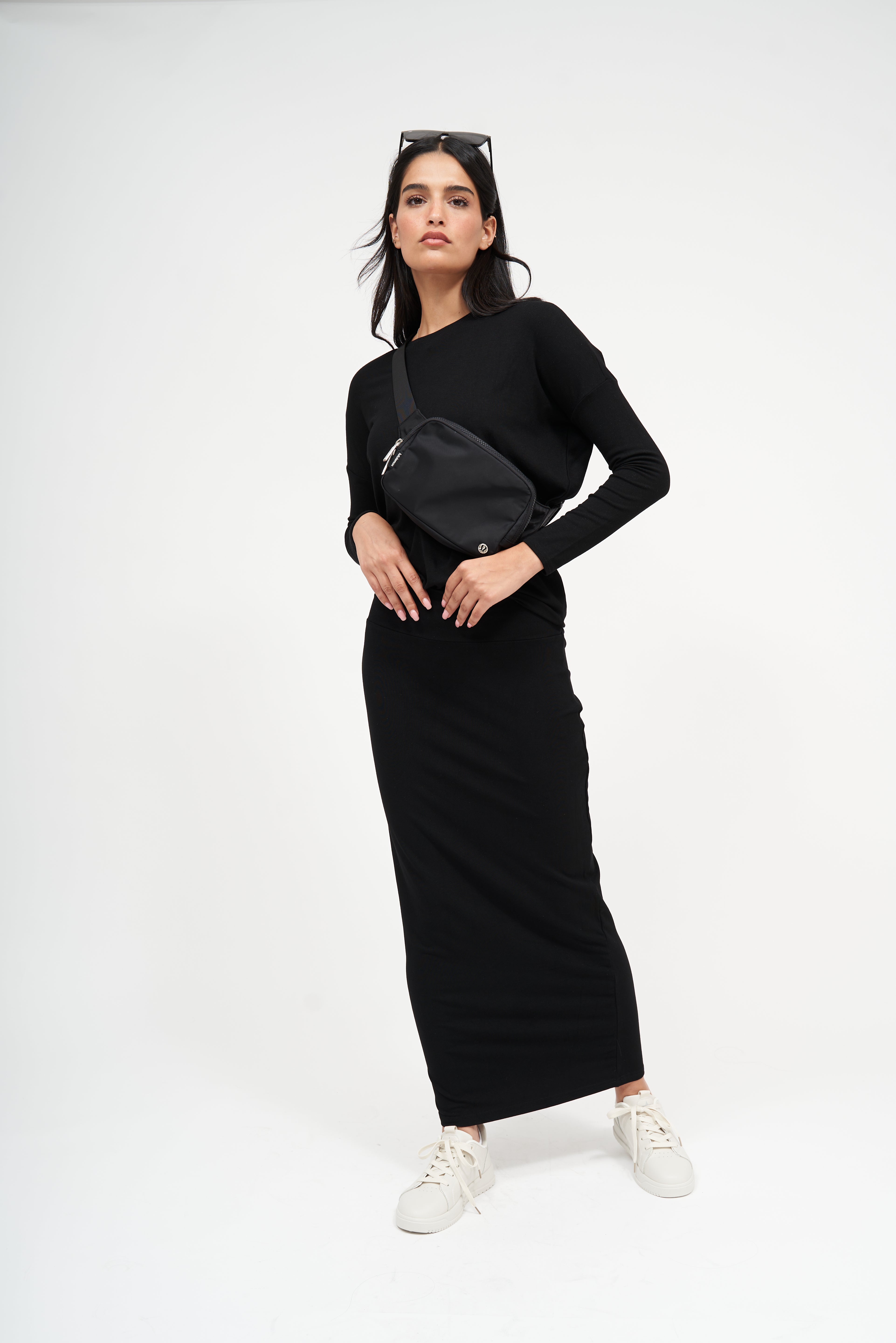 black maxi pencil dress Agnes Orinda Women's Plus Size Turtleneck Long Sleeve Maxi Pencil Bodycon Dress 3X Black