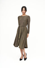 Modest Sparkle Gold Flow Dress – Women's Elegant Fashion