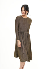 Modest Sparkle Gold Flow Dress – Women's Elegant Fashion
