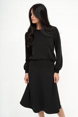 Modest Black Puff Sleeve Top – Women's Casual Top