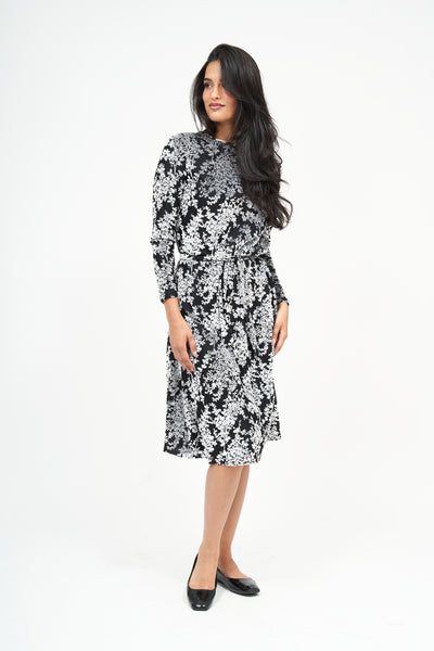 New Swing Floral Velvet Dress: Black and Silver Iced