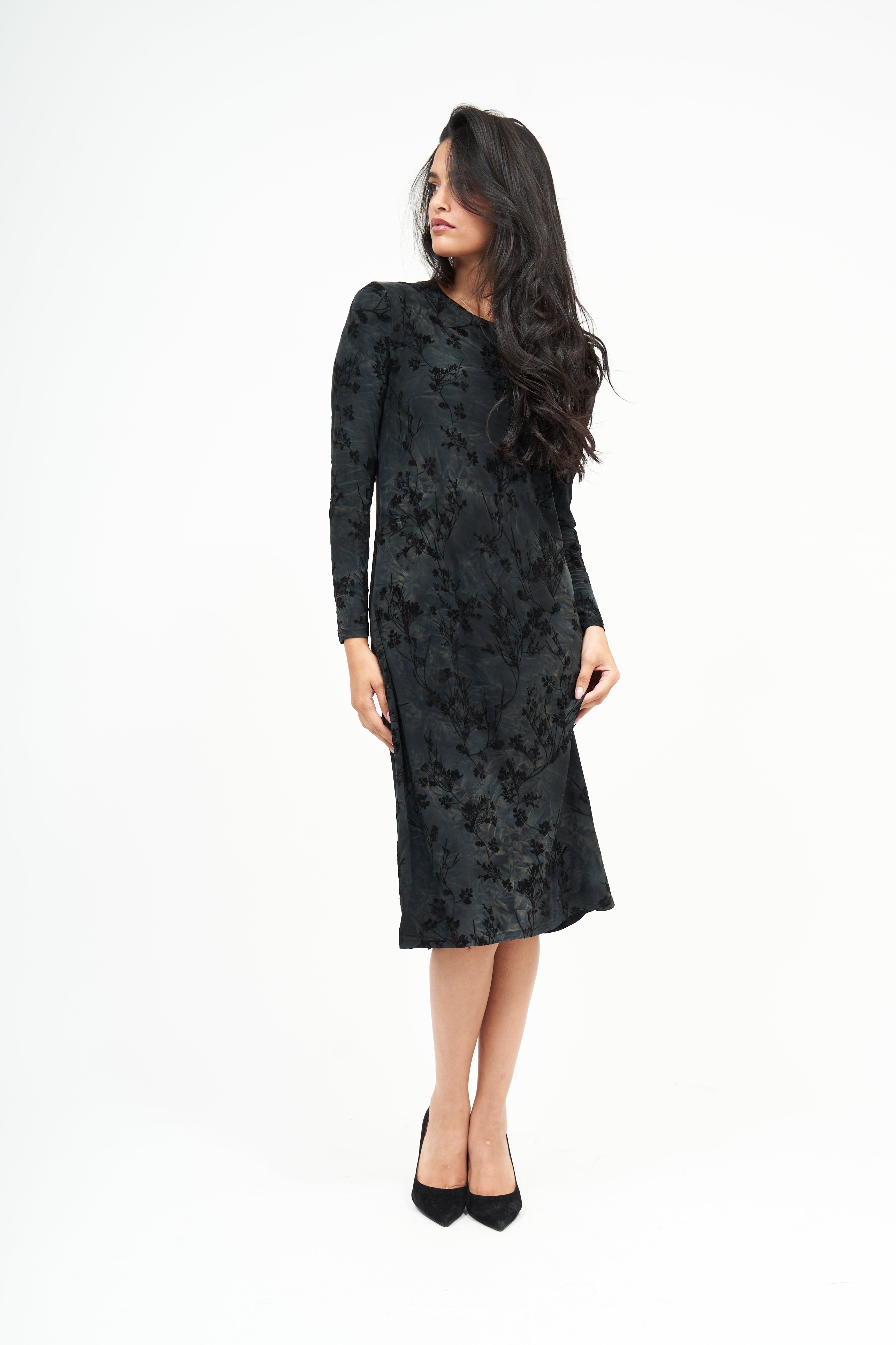modest black midi dress Black wrapped velvet modest maxi dress