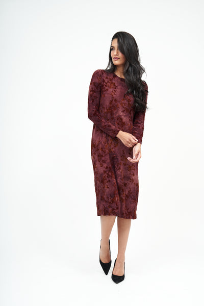 Loose Basic Floral Velvet: Maroon