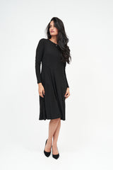 Modest Slant Short Sparkle Dress in Black - Women's Fashion