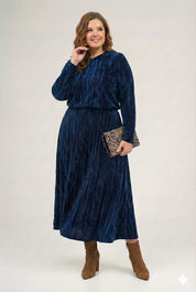 Velvet Midi Skirt - Sapphire
