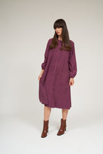 Load image into Gallery viewer, Olivia Raglan Sleeve Button Down Dress- Sangria