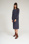 Olivia Raglan Sleeve Button Down Dress- Steel Blue