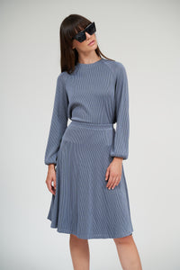 Riva Thick Ribbed Skirt- Blue