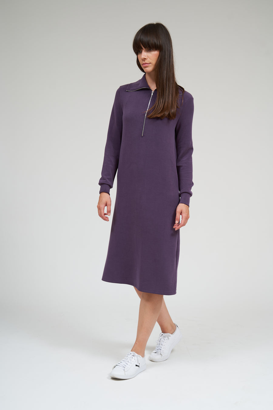 Serena Half Zip Dress- Plum