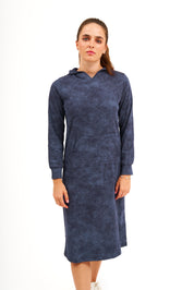 Daniella Faye Affinity pullover hoodie dress in denim — modest women's FW26 collection, photo 4
