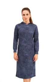 Daniella Faye Affinity pullover hoodie dress in denim — modest women's FW26 collection, photo 5