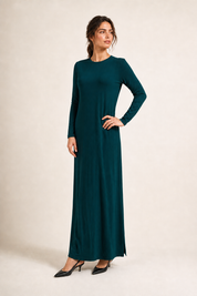 Daniella Faye Aura maxi swing dress in ja'teal — modest women's FW26 collection, view 2