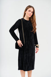 26WS1672 black back zipper velvet dress