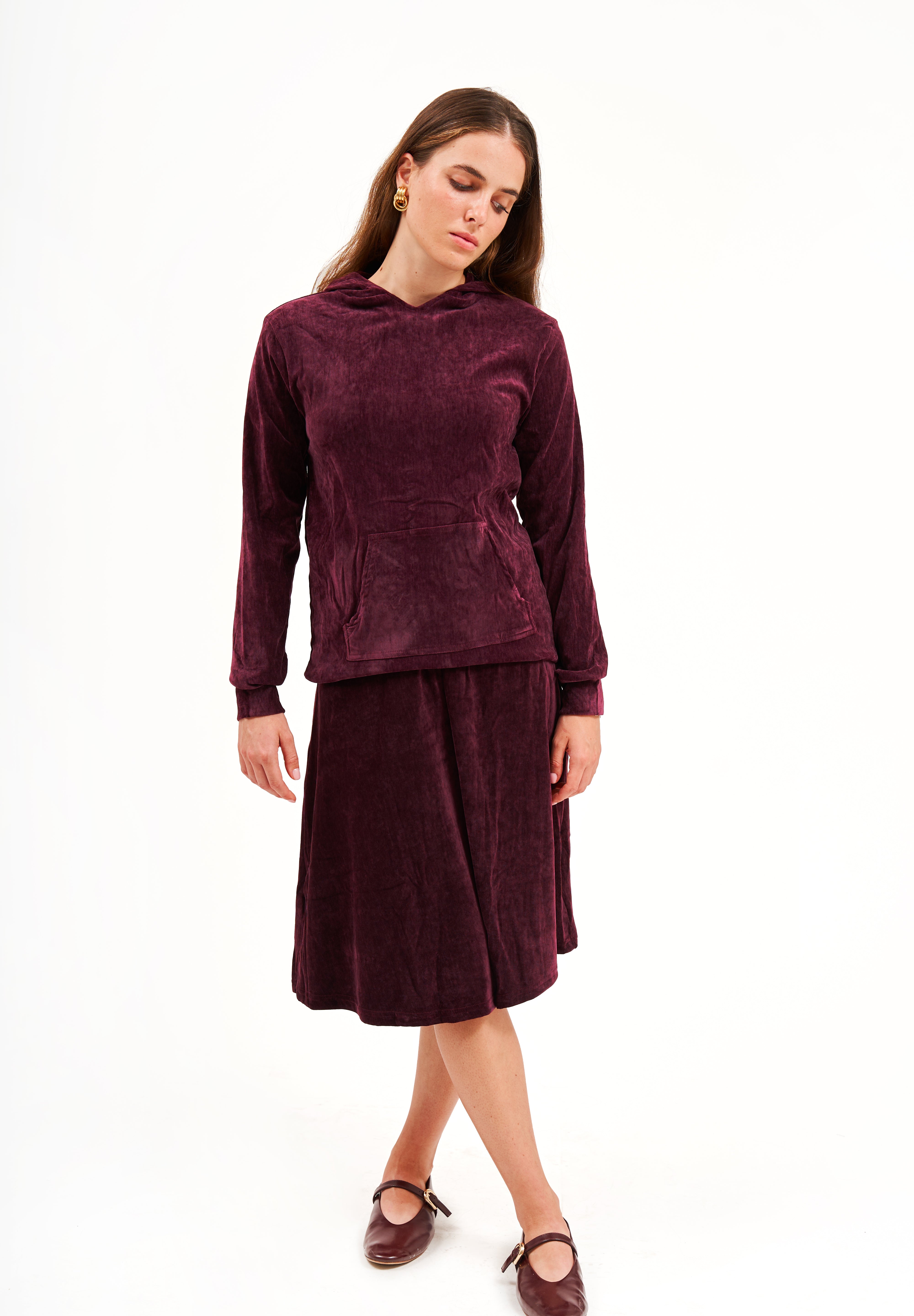 26WS1380 burgundy velvet riva set